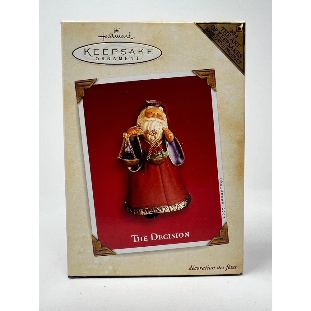 Hallmark The Decision Ornament Santa 2003 Purple Red Naughty Nice Scale